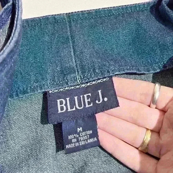 Y2K Vintage Blue J. Denim Square Neck Buttons Dress 90s Womens Size Medium - Picture 3 of 7